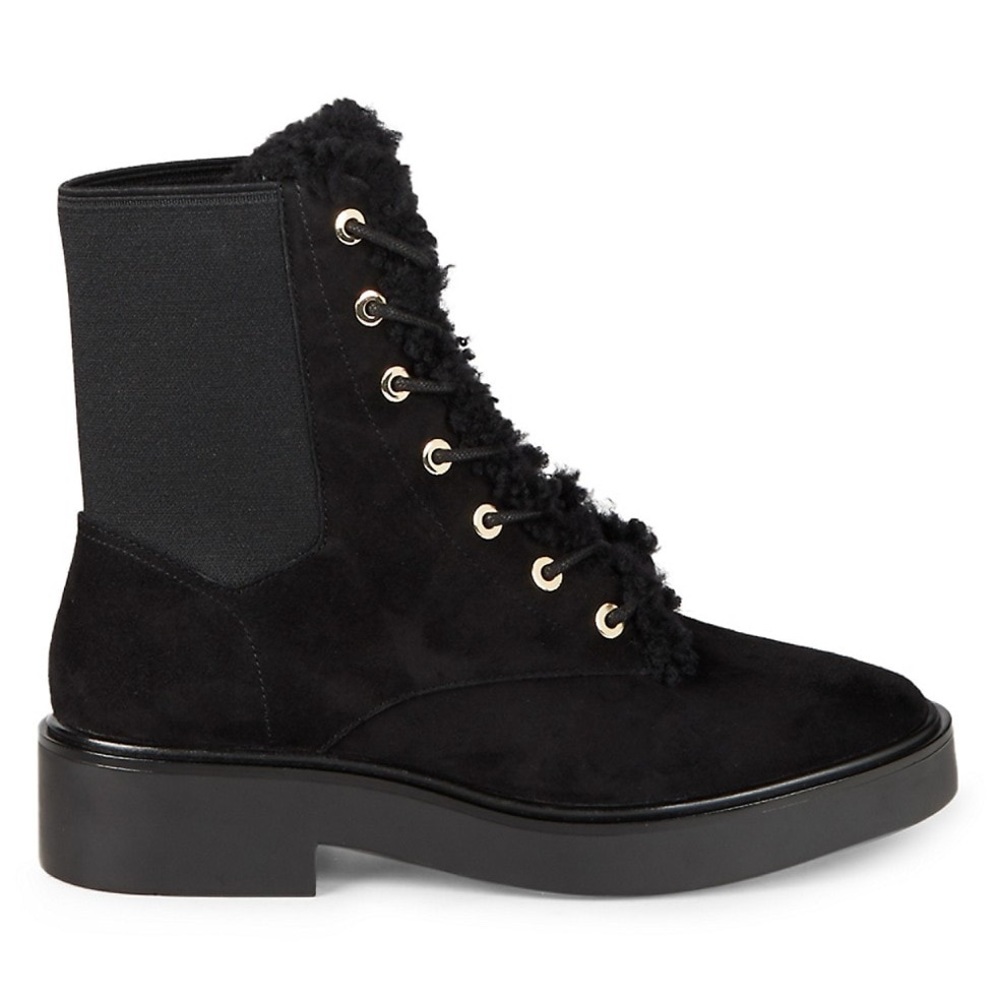 Henley Chill Suede & Shearling Combat Boots Size 7
